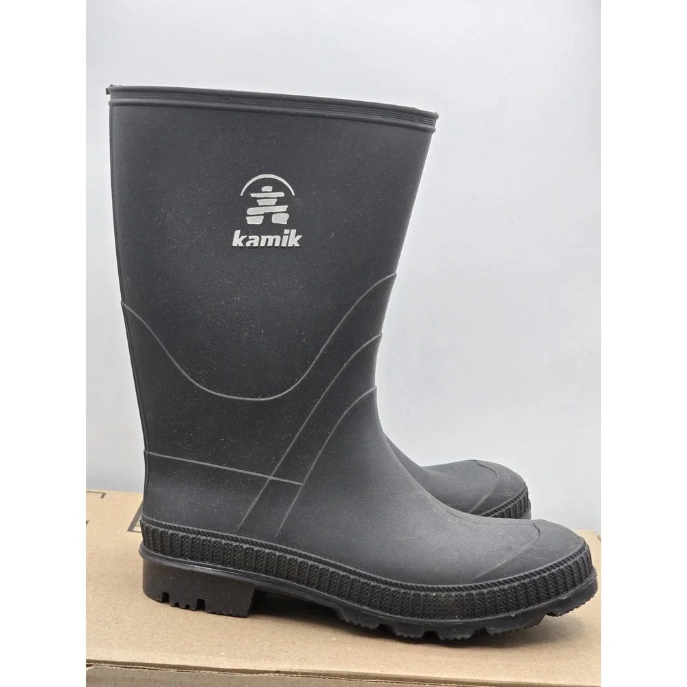 Kamik Stomp Rain Boots Black Kids Youth Boys Girls Size 4 Waterproof